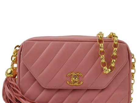 Chanel Pink Lambskin Fringe Camera Bag Mini Cheap