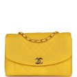 Vintage Chanel Medium Diana Flap Bag Yellow Lambskin Gold Hardware Discount