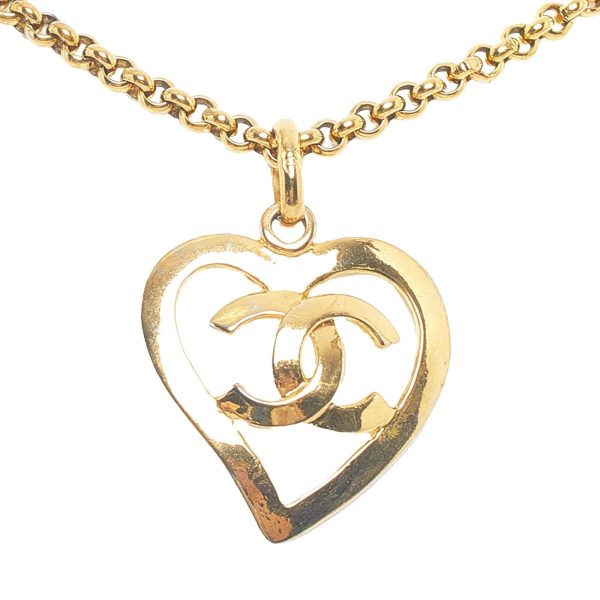 Chanel CC Heart Pendant Necklace (SHG-mLjVan) on Sale