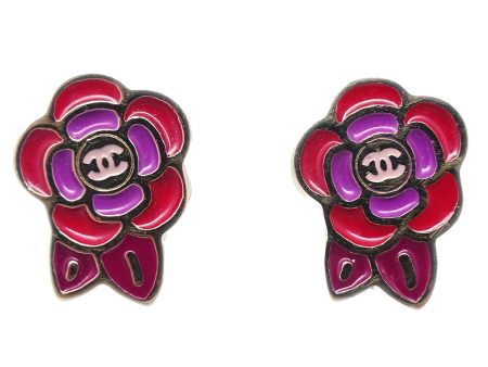 Chanel Camellia Piercing Earrings Red 05P Online now