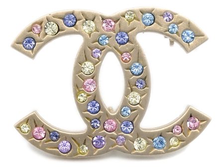 Chanel Rhinestone Brooch Pin Gold Online Sale