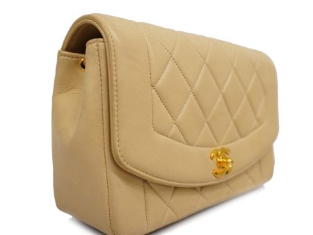 CHANELAuth  Matelasse Diana Flap Single Chain Women s Leather Shoulder Bag Beige Online now