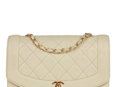 Vintage Chanel Medium Diana Flap Bag Ivory Lambskin Gold Hardware Cheap