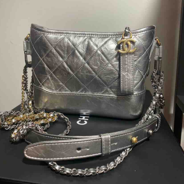 Chanel Gabrielle Shoulder Bag, Silver Quilted Leather, Medium Online