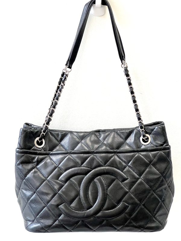 CHANEL CAVIAR QUILTED LEATHER TIMELESS CC SOFT SHOPPER TOTE BAG For Sale