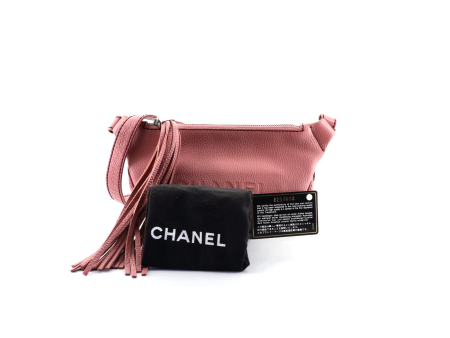 Chanel Lax Crossbody Bag Pebbled Leather Pink Discount