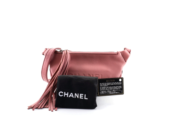 Chanel Lax Crossbody Bag Pebbled Leather Pink Discount