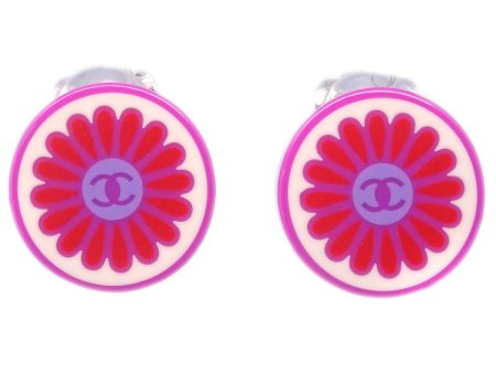 Chanel Button Earrings Clip-On Pink 04P For Cheap