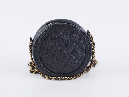 Chanel 19 Round Filigree Caviar Black For Sale