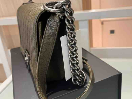 Chanel LeBoy Bag, Olive Green Caviar Skin & Ruthenium-Finish Metal Online now