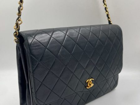 Vintage Chanel Black Single Flap Bag Supply