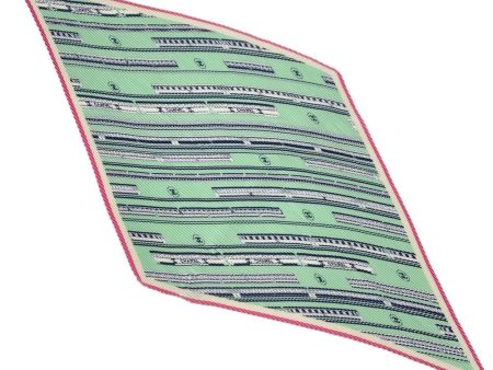 CHANEL Scarf Pleated Green Pink White Silk100% Hot on Sale