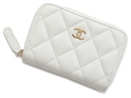 CHANEL Matelasse Classic Zip Coin Purse White AP0216 Caviar Leather Supply