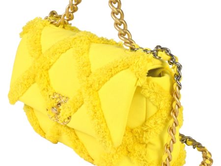 CHANEL 19 Matelasse Chain Shoulder Bag No. 30 Canvas Leather Yellow For Cheap