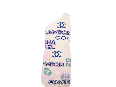 Chanel Size 36 23P Logo Dress Cotton Polyamide Ecru Pink Blue Green Hot on Sale