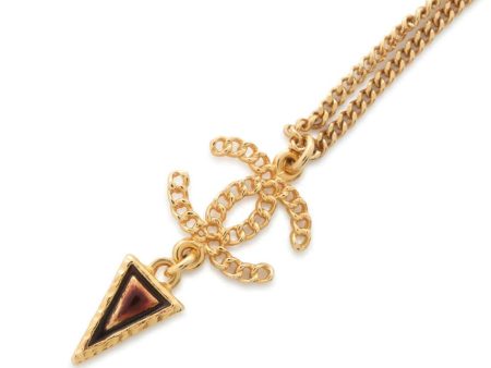 CHANEL Arrow Triangle Swing Necklace Gold AB0263 Metal on Sale