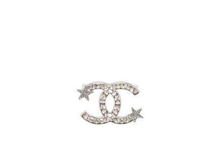 Chanel cc logo star brooch with crystal Silver Tone on Sale