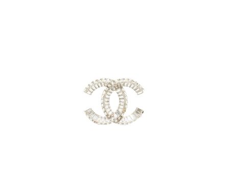 Chanel classic CC logo Brooch Crystal silver tone Online Hot Sale