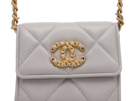 CHANEL 19 Flap Matelasse Mini Chain Wallet Gray AP2409 Lambskin Sale