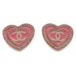 CHANEL CC Logo Heart Earrings Pink Metal Rhinestone Online Hot Sale