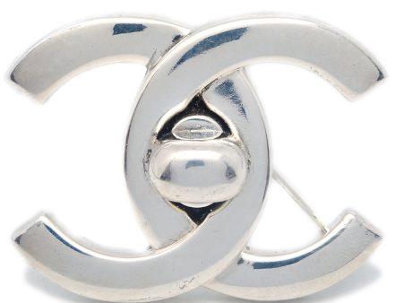 Chanel Turnlock Brooch Pin Silver Large 96P Online