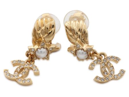 CHANEL CC logo earrings ABC658 Metal Rhinestone Faux Pearl For Cheap