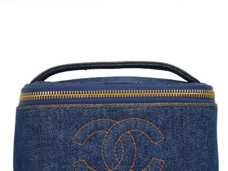 Chanel Blue Denim Timeless Vanity Handbag on Sale