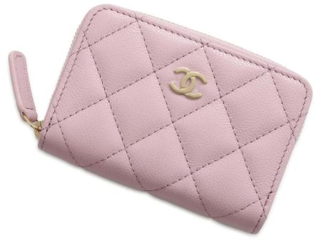 CHANEL Matelasse Classic Zip Coin Purse Pink AP0216 Caviar Leather Fashion