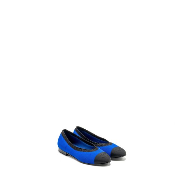 Chanel size 36.5 ballet flats fabric blue  black Online now