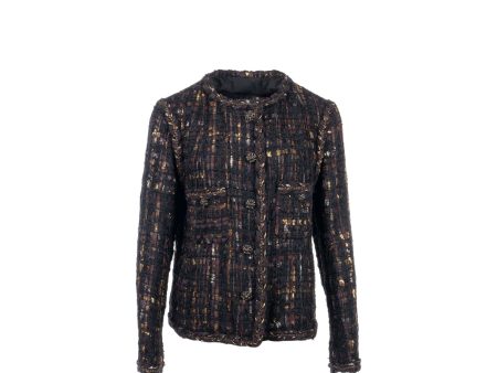 Chanel size 46 tweed jacket multicolor black   burgundy  gold Discount