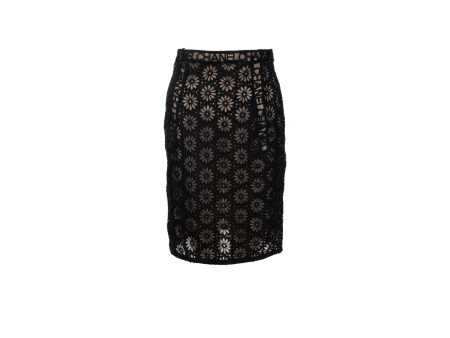 Chanel Size 34 21S Flora Lace Skirt Cotton Black on Sale