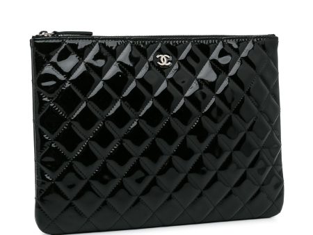 Chanel CC Quilted Patent Leather Pouch Supply