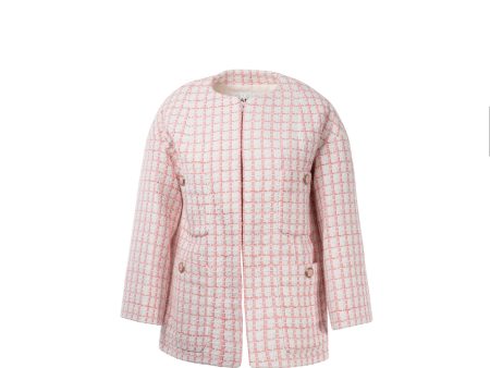 Chanel Size 34 22S Tweed Jacket Cotton Acrylic Light Pink White Online