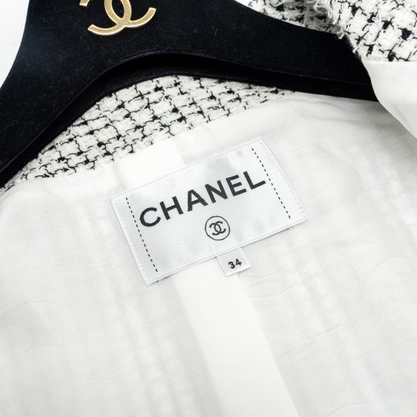 Chanel Size34 21P Tweed Jacket Cotton Polyester White Black Multicolour Online Sale