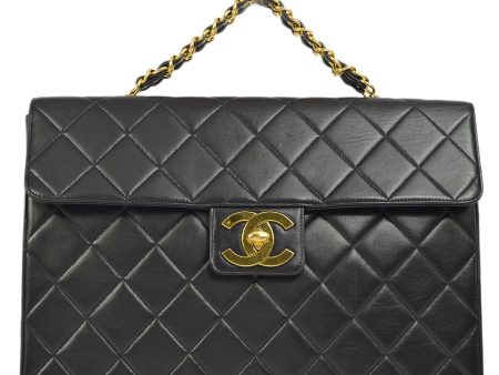 Chanel Black Lambskin Briefcase Business Handbag Supply