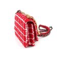 CHANEL 19 Chain Wallet Long Tweed Leather Red White Check AP3267 Sale