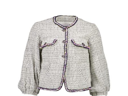 Chanel Size34 21P Tweed Jacket Cotton Polyester White Black Multicolour Online Sale