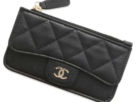 CHANEL Matelasse Classic Zip Card Case Black AP2570 Caviar Leather Fashion