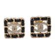 CHANEL CC Logo Earring Gold Black Gold Plated Rhinestone Cheap