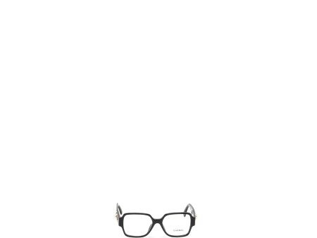 Chanel heart   pearl   camellia square glasses frame black on Sale