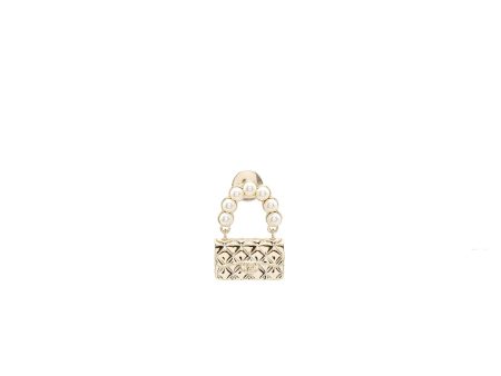 Chanel flap bag dropped brooch with pearl Gold Tone Sale