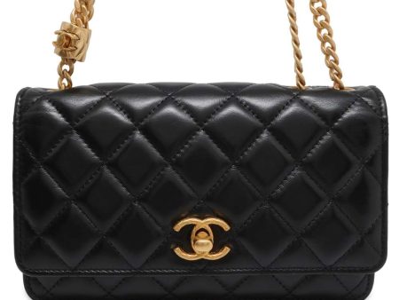 CHANEL Matelasse Chain wallet Black Lambskin Cheap