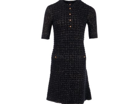 Chanel size 36 tweed dress black   gold For Discount