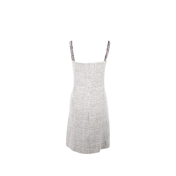 Chanel size 34 21P Tweed dress cotton polyester white black Sale