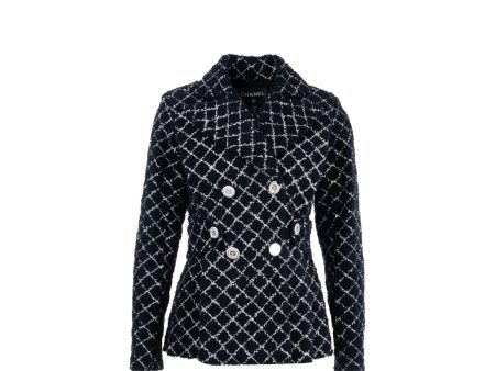 Chanel 19C Size 34 Jacket Cotton Knit Black White Online Hot Sale