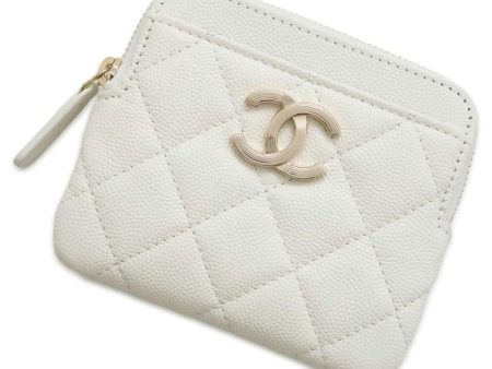 CHANEL Matelasse Coin purse White AP3138 Caviar Leather Hot on Sale