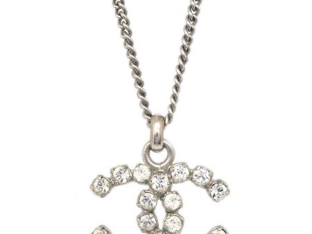 Chanel Silver Necklace Pendant Rhinestone 05V Online Sale