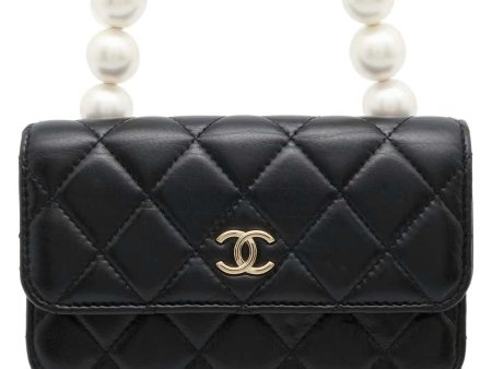 CHANEL matelasse pearl chain wallet Black AP1839 Lambskin For Cheap