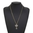 CHANEL CC Logo Heart Necklace Gold Silver ABC145 Metal Discount