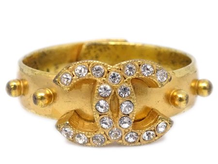 Chanel Ring Rhinestone Gold #52 #12 02P Online Hot Sale